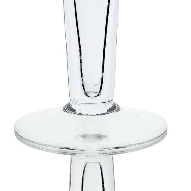 Transparent Studio Nova 1996 Italian Crystal Trumpet Pedestal Vase – Modernist Clear Glass For Sale - Image 8 of 8