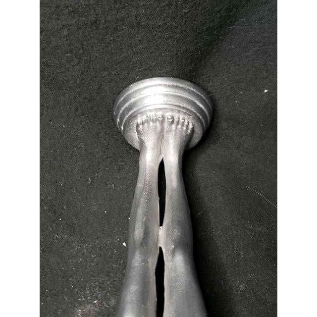 Silver 1980s Vintage Art Nouveau Nude Head Stand Metal Sculpture on Marble Stand / Ring Caddy For Sale - Image 8 of 11