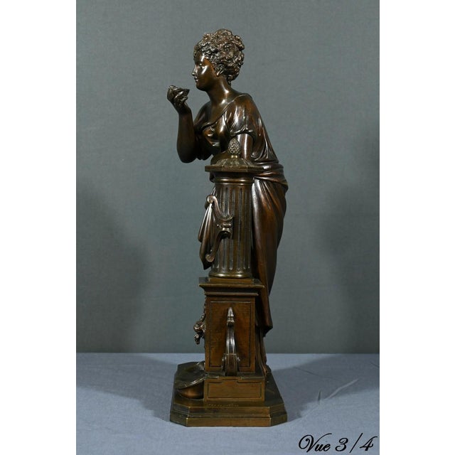 E. Bruchon, Lady at the Fountain, Mid-19th Century, Bronze For Sale - Image 13 of 18