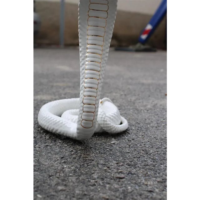 White Italian White Ceramic Sculpture Snake by Tommaso Barbi, 1970 For Sale - Image 8 of 11