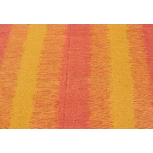Textile 2020s Sunset Striped Afghan Kilim Rug in Yellow, Orange, Coral For Sale - Image 7 of 12