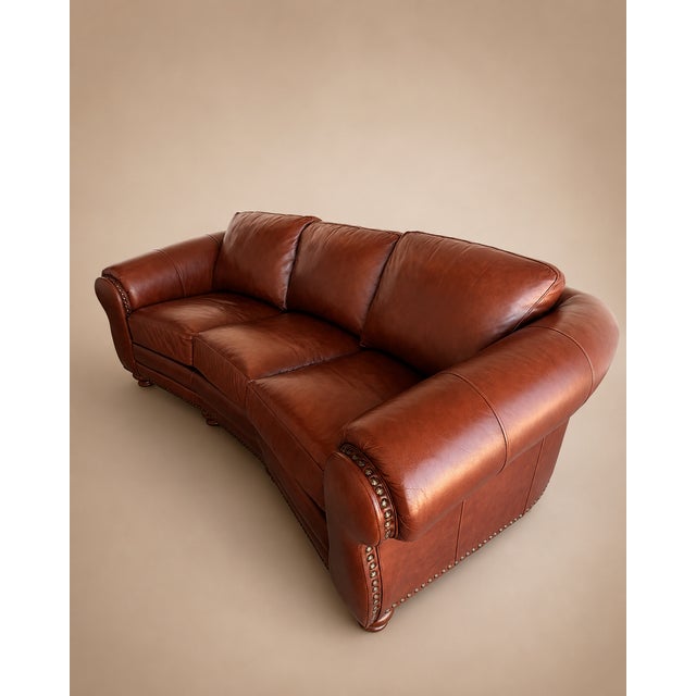 American Genuine Leather Sofa – Like New – Premium Full Leather For Sale - Image 3 of 8