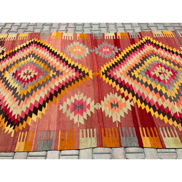 Mid-Century Modern Gorgeous Vintage Turkish Kilim Rug - 74" X 133" For Sale - Image 3 of 11