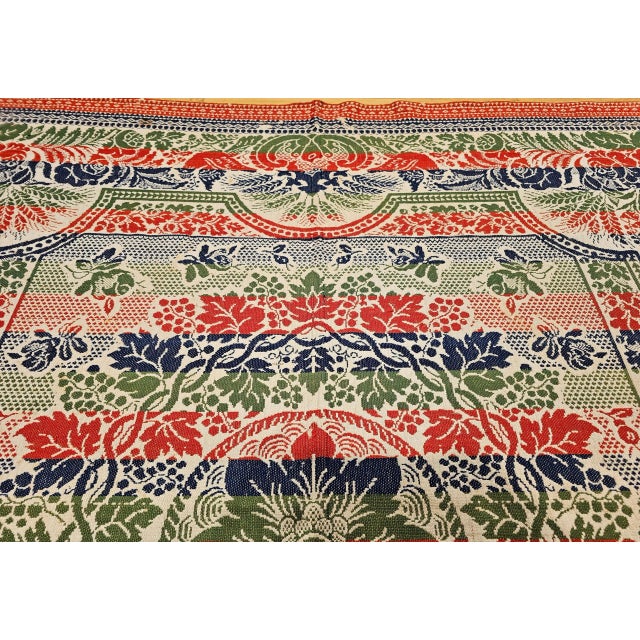 Mid-19th Century American Jacquard Coverlet With Floral & Bird Design For Sale - Image 12 of 12