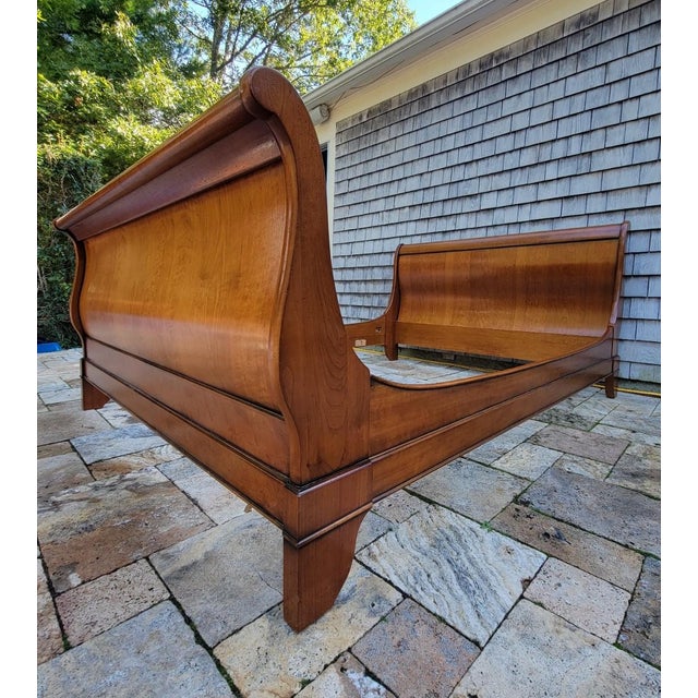 Wood 1990s Grange Louis Philippe Cherry Queen Size Sleigh Bedframe For Sale - Image 7 of 10