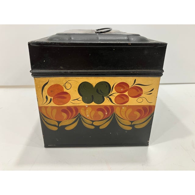 Black Mid 19th Century American Hand Painted Tole Box For Sale - Image 8 of 9