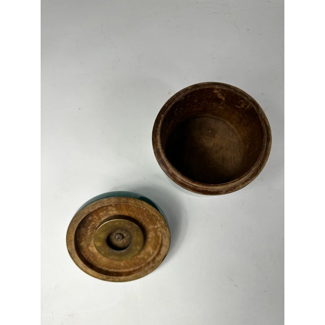 Mid 20th Century Mid 20th Century Turquoise Cylindrical Goatskin Lidded Box in the Style of Aldo Tura For Sale - Image 5 of 7