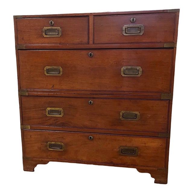 19th Century English Mahogany Campaign Chest For Sale