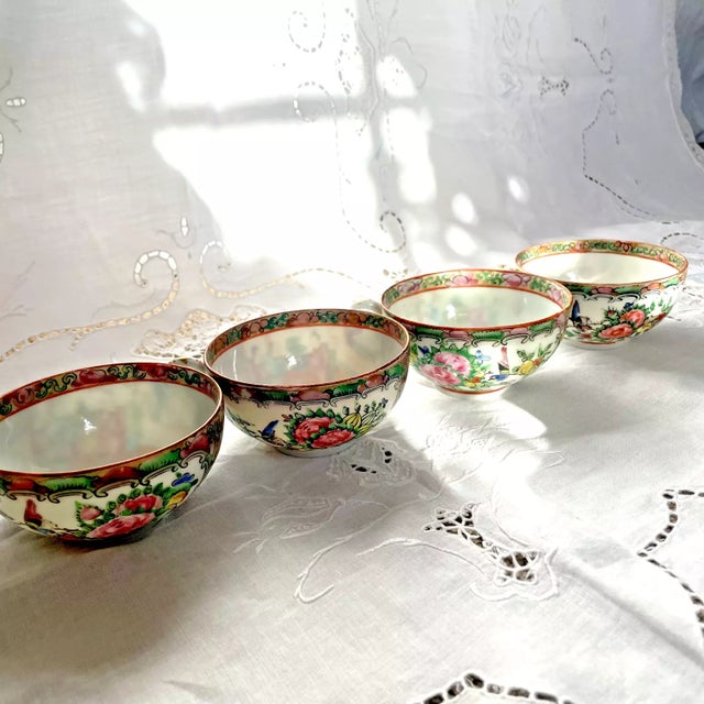 Pink Early 20th Century Rose Medallion Mugs- Set of 4 For Sale - Image 8 of 9