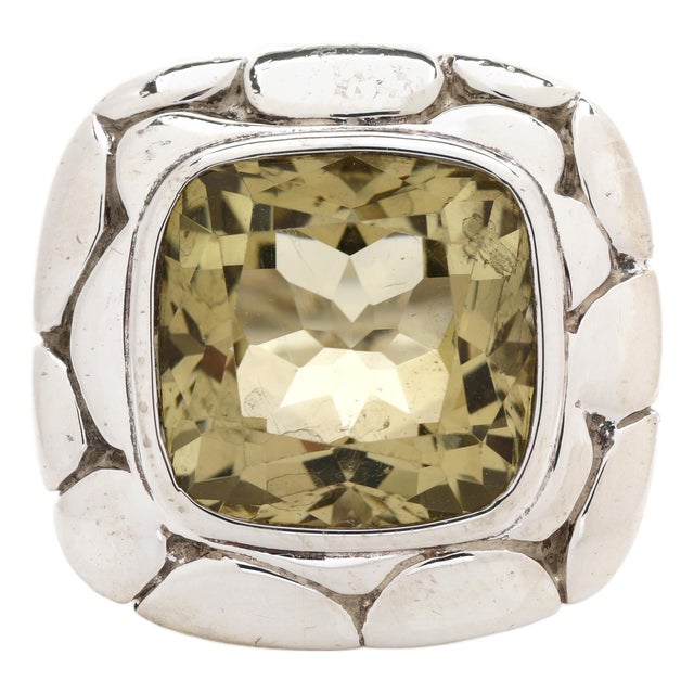 Jh Kali Collection Citrine Statement Ring, Sterling Silver, Ring Size 7 For Sale