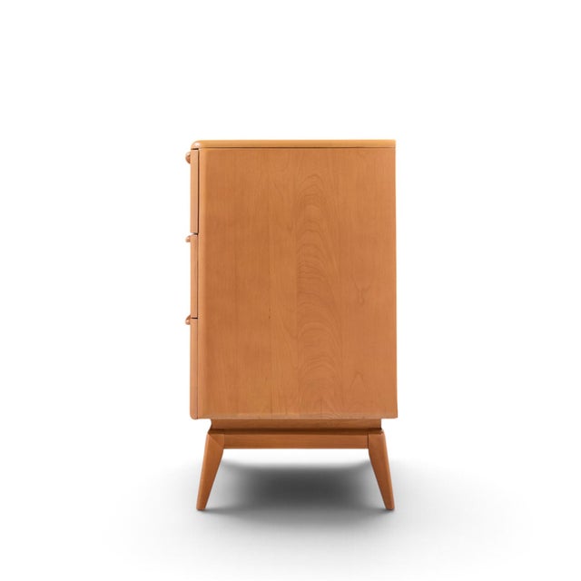 Mid 20th Century Heywood Wakefield Mid Century Champagne Tambour Door Sideboard Credenza With Hutch For Sale - Image 5 of 12