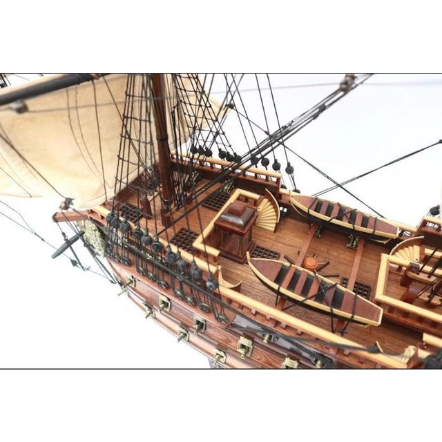 Wood Exquisite Handcrafted 17th Century San Felipe Spanish Galleon Model – Museum Quality Nautical Decor For Sale - Image 7 of 11