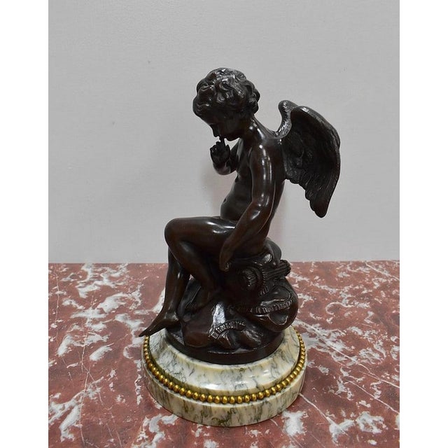 Metal After E.M. Falconnet, Pensive Love, 1870, Bronze For Sale - Image 7 of 13