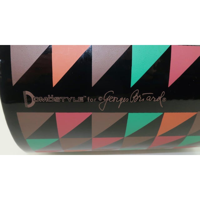 Georges Briard Memphis Style Postmodern Black Geometric Print Ice Bucket, 1980's For Sale - Image 11 of 13