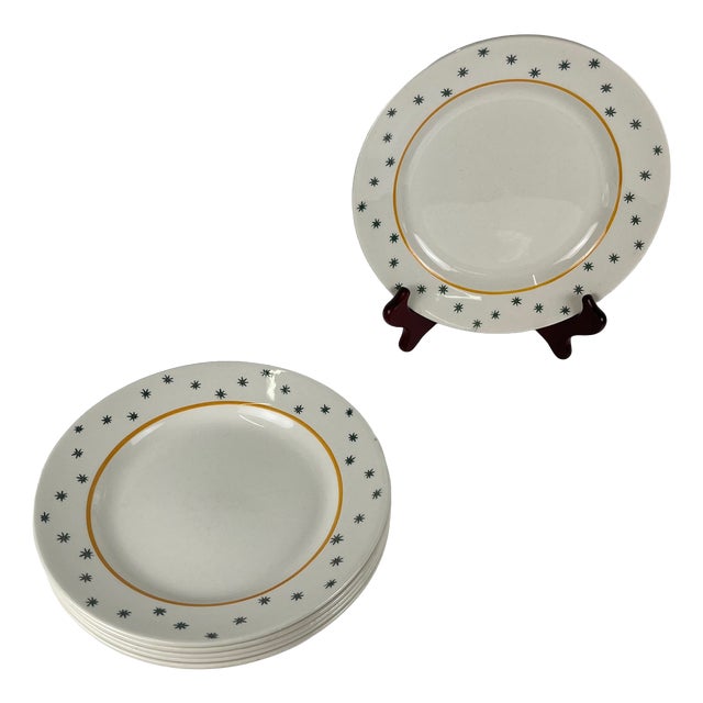 Primefleur Design Constellation Model Dinner Plates from Gien, 1950, Set of 6 For Sale