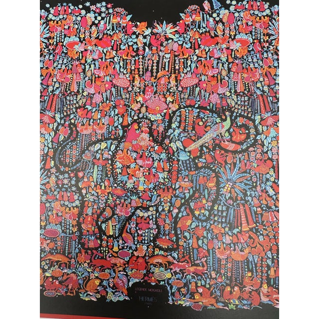 Abstract Vintage Framed Authentic Original Hermès Art Advertisement Lithograph Featuring Hermès "Légende Moghole" Silk Scarf For Sale - Image 3 of 8