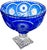 Large Bohemian Style Blue Crystal Centrepiece Pedestal Bowl on Ball Stem and Square Base, 1960s For Sale - Image 4 of 12