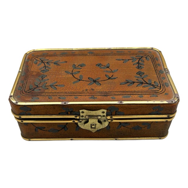 Antique Early 20th Century Chinese Pigskin-Covered Wooden Box For Sale