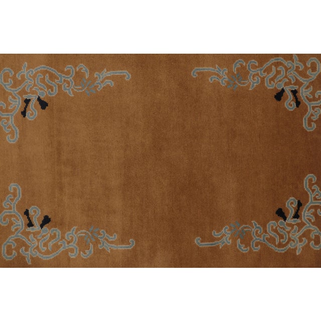 Rug & Kilim’s Chinese Art Deco Inspired Rug, Brown With Greek Key Border For Sale In New York - Image 6 of 8