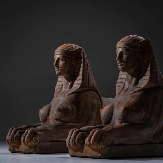 Terracotta Sphinxes, 20th Century, Set of 2 For Sale - Image 3 of 12