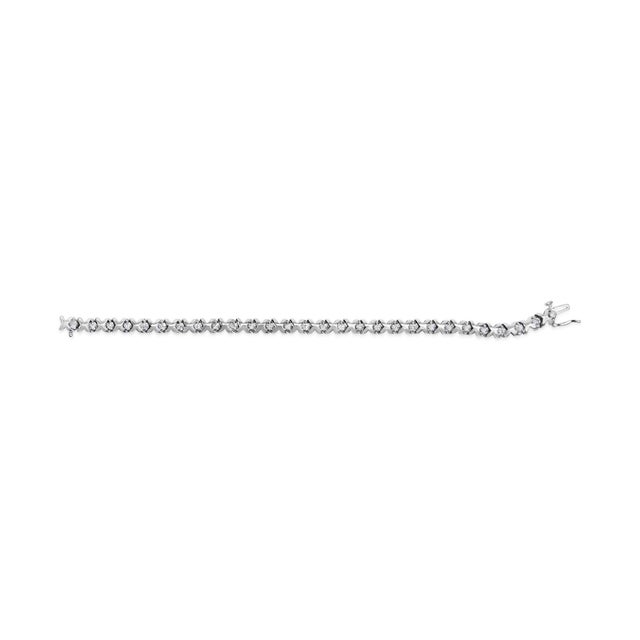 10K White Gold 1 1/2 Cttw Diamond Alternating Diamond and X-Link 7.5" Tennis Bracelet (H-I Color, I2-I3 Clarity) For Sale - Image 4 of 6