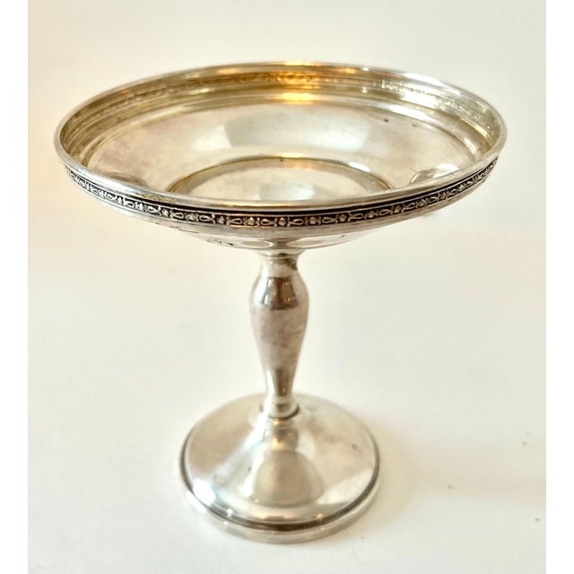 Metal Sterling Silver Weighted Pedestal Compote For Sale - Image 7 of 11