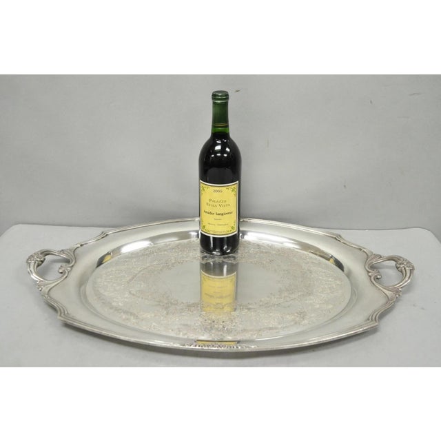 Vintage 1847 Rogers Bros "Eternally Yours" Silver Plated Oval Serving Platter Butlers Tray. Circa Early 20th Century....