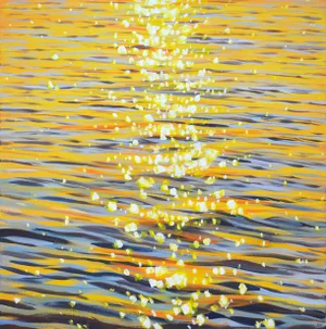Gold Sparks on the Water. Original Contemporary Painting by Iryna Kastsova