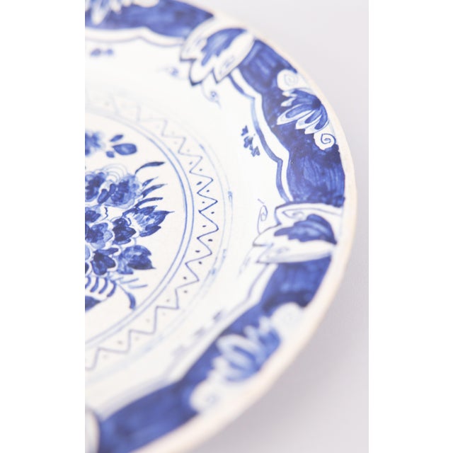Mid 19th Century Antique 19th Century Dutch Delft Faience Floral Plate For Sale - Image 5 of 7
