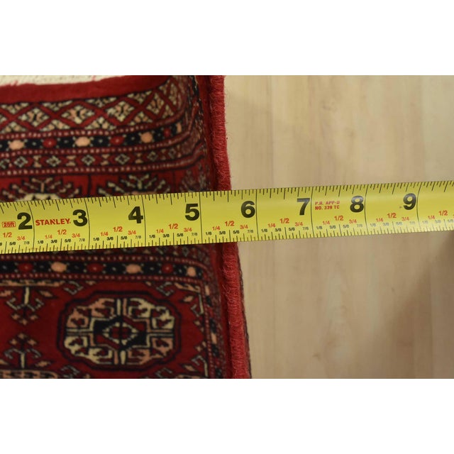 Bokhara Rug 4’1” X 6’5” Red Wool Tribal Hand-Knotted Oriental Carpet For Sale - Image 10 of 12