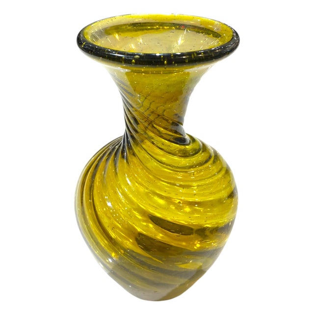 Beautiful early American hand-blown glass vase, circa 19th century, likely Zanesville. The piece features a rounded...