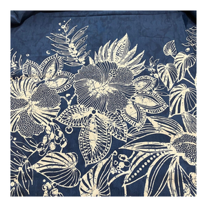1990s Gallery Division of Couleur International Ltd. Blue & White Floral Border Fabric- 2½ Yards