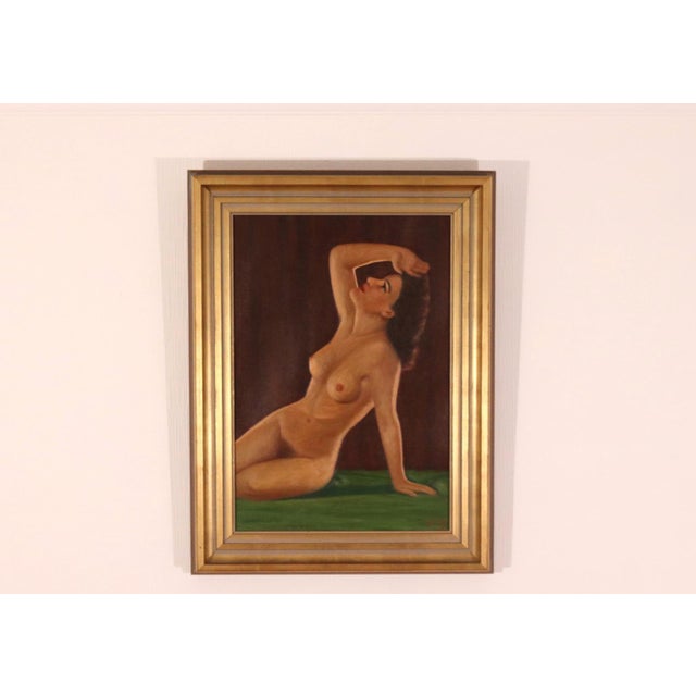 Original Swedish Oil on Canvas – “Sitting Woman” by Widell – Signed & Framed – 81 × 59 cm (31.9" × 23.2") A contemplative...