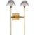 Waterford for Visual Comfort Signature Blaze 19" 2 Light Tail Sconce in Natural Brass with Clear Crystal For Sale In Houston - Image 6 of 14