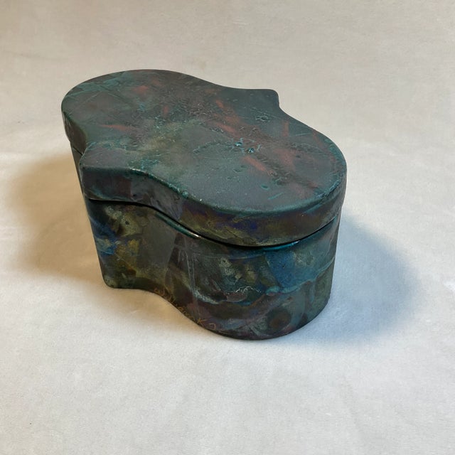 Late 20th Century Late 20th Century William K Turner Raku Lava Art Pottery Lidded Box Signed For Sale - Image 5 of 11