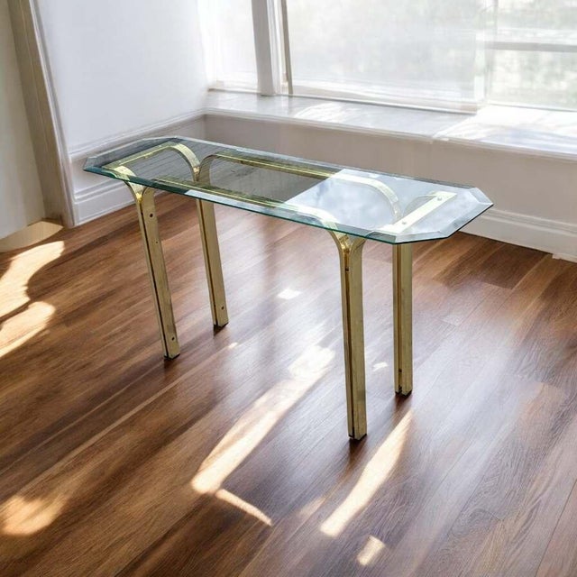 Vintage Brass and Glass Console Table, Mid-Century, Hollywood Regency For Sale - Image 12 of 13