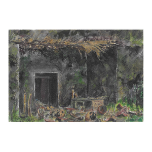 1950s Michael Dadante South Pacific Watercolor Painting