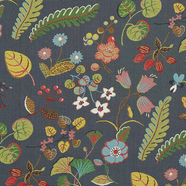 Contemporary Sample - Schumacher Botanica Indoor/Outdoor Fabric in Charcoal For Sale - Image 3 of 5