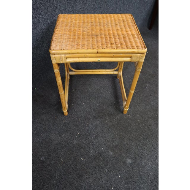 Bamboo and Wicker Side Table For Sale - Image 4 of 7