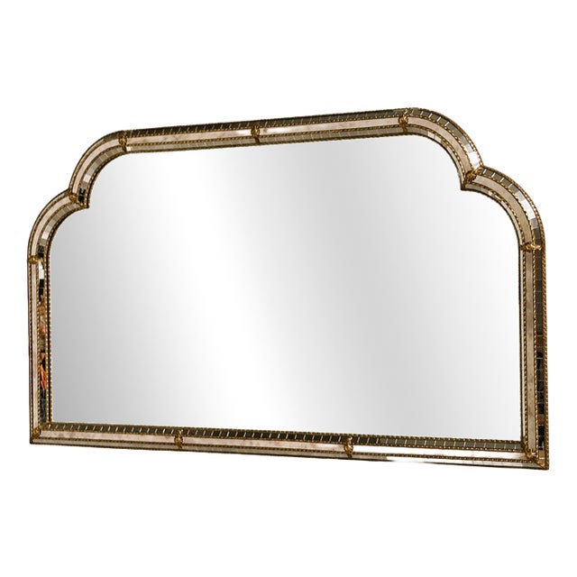Large Spanish Gilt Brass and Smoked Mirror, 1980s For Sale