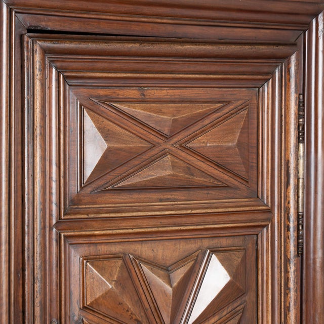 Early 19th Century Early 19th Century French Single Door Carved Walnut Armoire Cabinet For Sale - Image 5 of 16