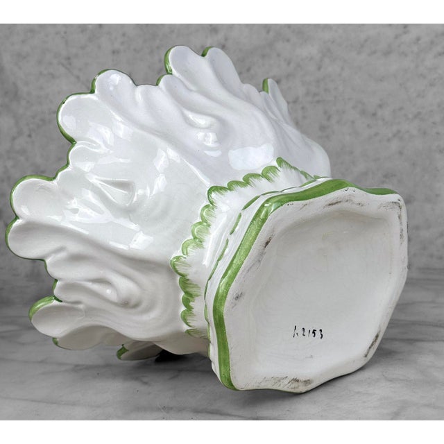 White Vintage Italian Porcelain Flared Lotus Centerpiece Planter Bowl For Sale - Image 8 of 8