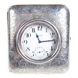 Sterling Silver Traveling Watch Holder W/8 Days Watch -C1900s