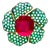 Bochic "Orient" Vintage Ruby & Emerald Flower Ring Set In 18K Gold & Silver For Sale