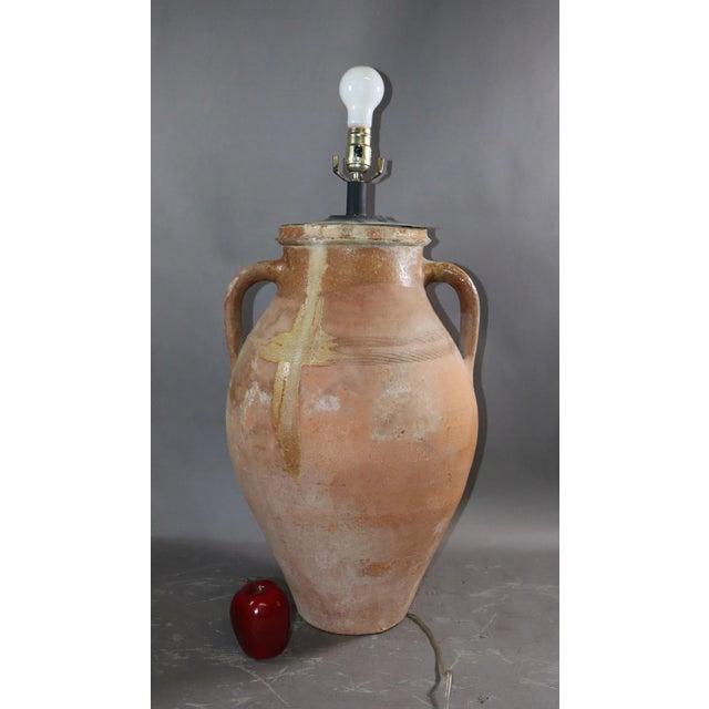 Italian Late 19th Century Italian Terracotta Oil Jar Converted to Lamp For Sale - Image 3 of 4