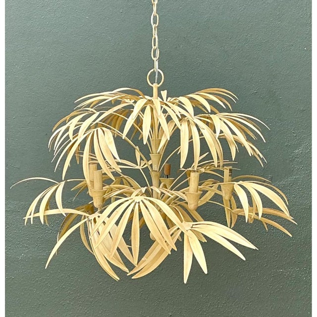 Vintage Currey and Company “Calliope” Palm Frond Chandelier For Sale In West Palm - Image 6 of 12