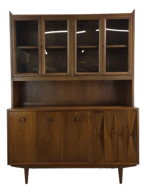 Mid Century Modern 2pc China Cabinet by Albert Parvin for American of Martinsville