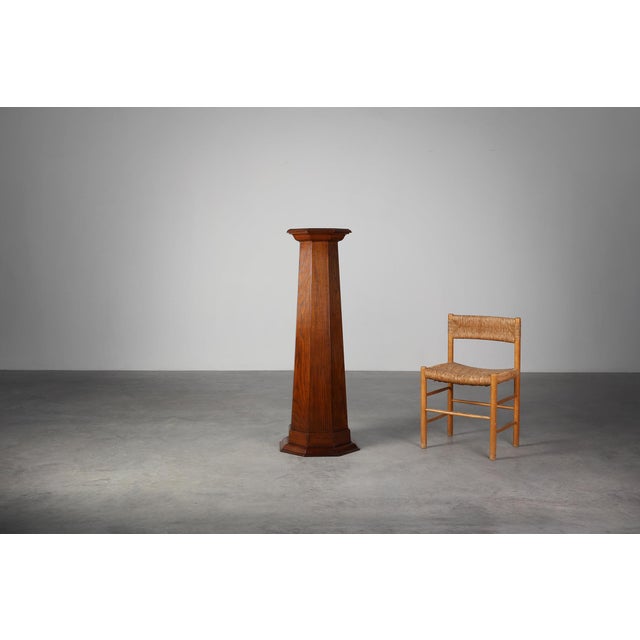 Art Deco French Octagonal Oak Pedestal, 1920s For Sale - Image 4 of 13