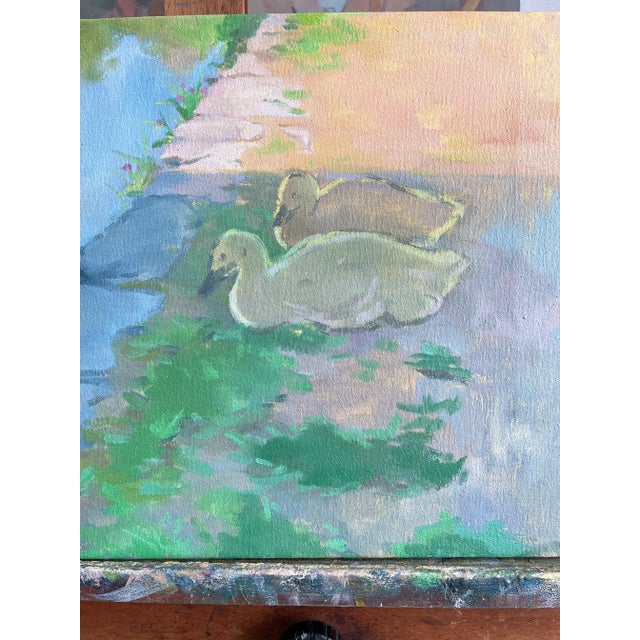 Textile Geese Painting on Canvas by Michelle Farro For Sale - Image 7 of 9