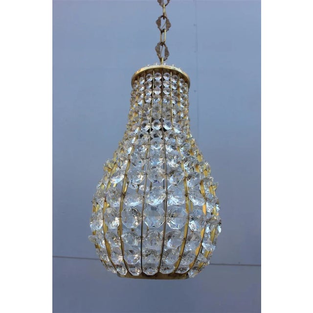 Italian Crystal and Brass Lantern, 1950s For Sale - Image 9 of 9